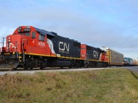 CN 439, powered by a pair of GP38-2's, heads towards Windsor on its way back from its daily trip to London.