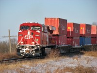 CP 8867 leads 102 on a cold cold morning. It may of looked nice but it was -30 without windchill. 
