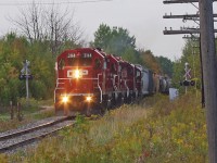 Climbing out of Duffins creek T08 is approaching a very warped section of trackage in Pickering.