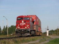 CP 8874 with 102 heads through town in a hurry.