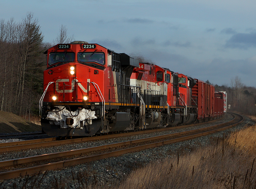 CN 369 at Mile 260 Kingston Sub, with 2234, BCOL 4644, 5764, and 8024.
