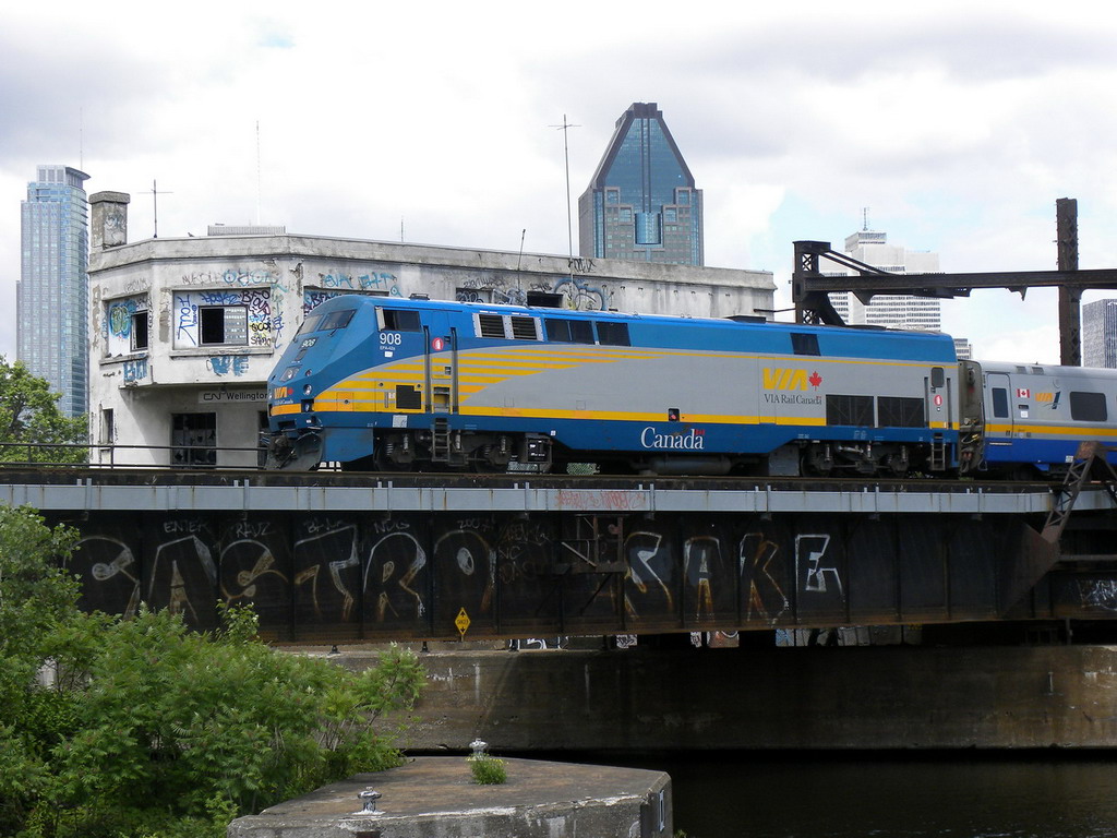 VIA 61 passing over canal Lachine on its way to Toronto.