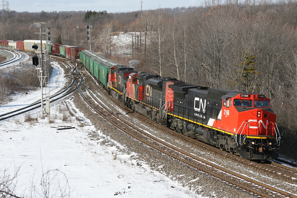 CN 148 passes through Bayview behind CN 2168, CN 8014 and CN 2609