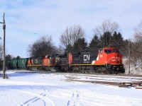 CN 2168 leads 148 through Copetown, Ontario with priority container traffic in tow.