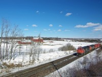 CN 2441 Passing the familiar scene to many at Newtonville in February 2008.
