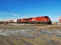 Consecutive numbered macs, CP 9159(Pulling for the United Way)+ CP 9160 pull into Wynyard to make a crew change. 