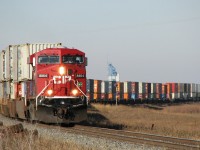 CP 8864 leads old 102 at Hargrave as it rounds the curve and heads towards Virden Manitoba. Similar to 11/02/2011 there was also no snow on the ground during that time.