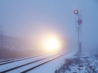 CP 244 out of thick fog at Lisgar GO...