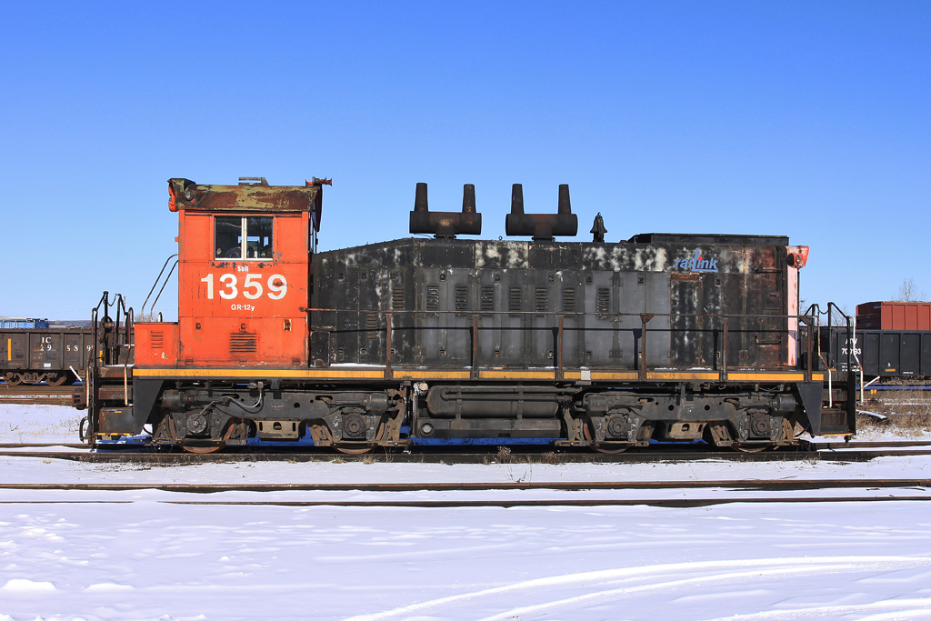 Sitting outside of the shops at Southern Ontario Railway is SOR 1359, ex-CN 1359 SW1200RS.