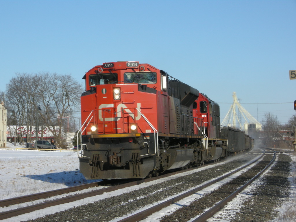 CN 331 with CN 8914 & IC 1012, surprised me at Ingersoll, while waiting for VIA 73. The Dispatcher told CN 382 that he would  have to wait at the Carew diamond, or talk to the crew of 73 at Woodstock, so 73 could have 107 protection. The dispatcher never mentioned anything about 331 to 382, and  the crew on 331 were very quiet on the radio.