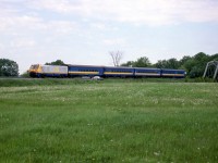 VIA 621 just passed Mitchell bridge 12 minutes to Drummond station.