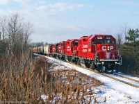 Picking up 8243 a GP9 switcher,3038 was back in lead with the snow of the previous day still on her nose. 