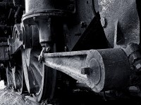 The undercarriage of the 6947, a Montreal Locomotive Works 0-8-0 Blt. in 1908 and seen here at the Sandon Historical Society museum.