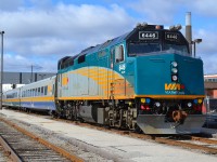 VIA 76 with 6446 in charge, waits outside the Windsor VIA station about an hour before it scheduled departure time.