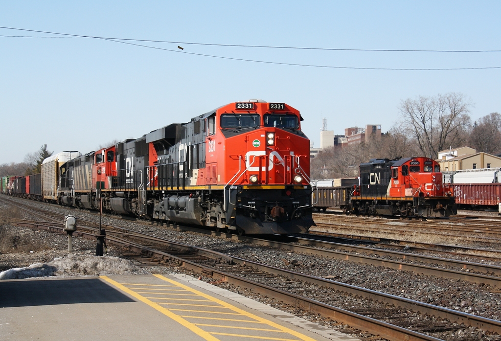 CN 332 passes CN 580 at Brantford Ontario