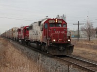 CP 235-03 passes through Cobourg, Ontario behind a trio of SOO SD60\'s