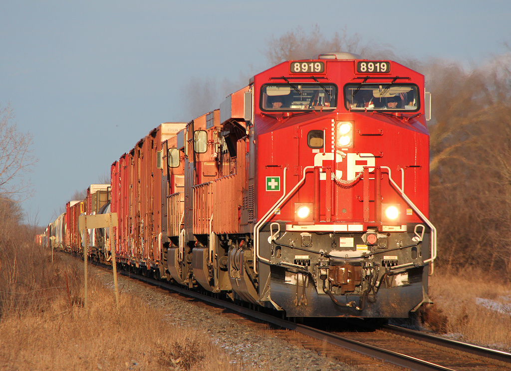 CP 115-12 in disguse heads through the Shannonville straightaway approaching Belleville