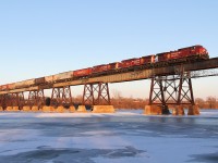 CP 115 with the 9836 on the point crosses the Trent River