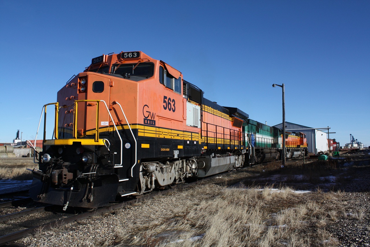 GWRS 563 one of two  former BNSF B40-8W\'s from Sterling to operate on the Great Western Railway. Its odd GWRS hasn\'t painted the units as they usually paint them as soon as they get on the property.