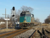 VIA 6444 backing up towards the Jeffereson Wye, with its train to turn, at CN George Ave.