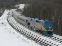 VIA #72 with VIA 906 rounds the Last corner of the Dundas sub before heading onto the Oakville sub.