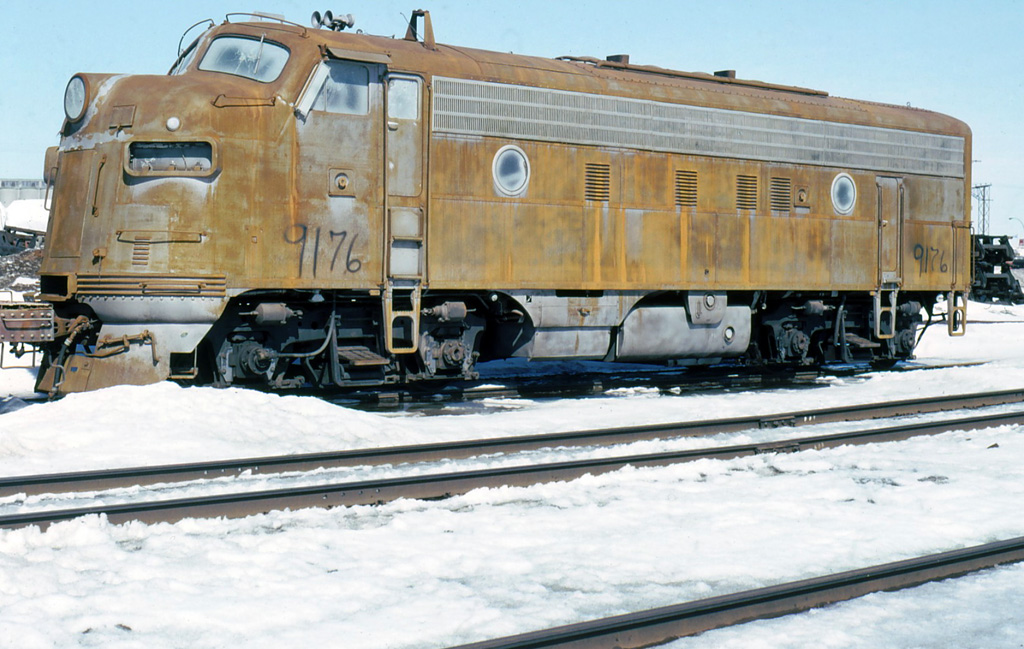 CN F7 9176 was sand blasted to be repainted probably in its original color but I ,ve never seen her after.