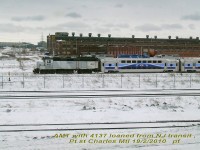 Loaned NJ 4137 and new Bombardier cars now call former CN PSC shop their new maintenance place,.