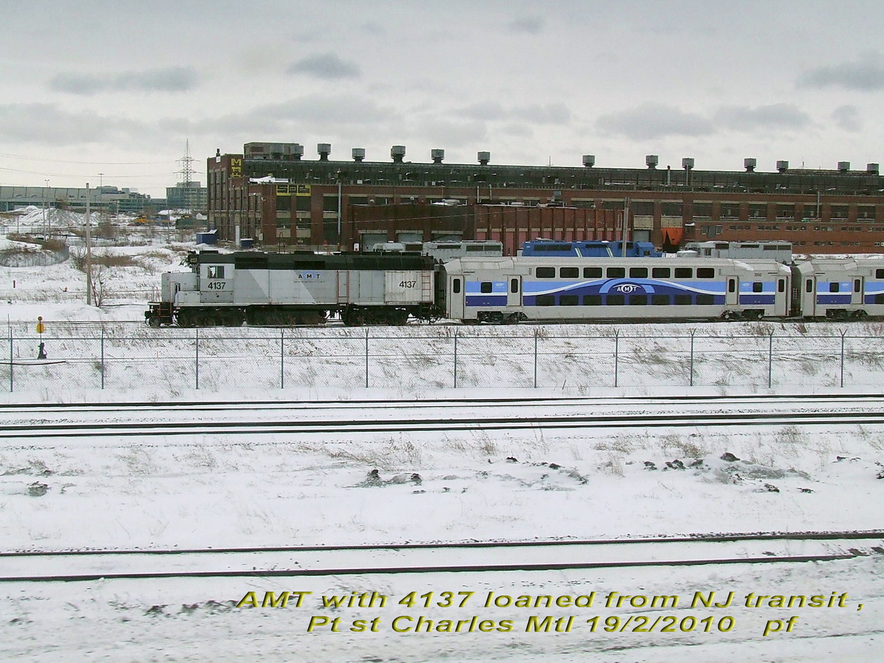 Loaned NJ 4137 and new Bombardier cars now call former CN PSC shop their new maintenance place,.