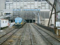 VIA 900 backing up in the station to become the next train to Toronto, the 59.