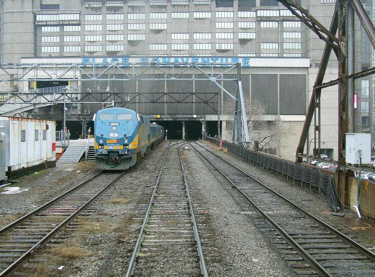 VIA 900 backing up in the station to become the next train to Toronto,the 59.