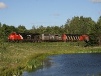 CN 451 rolls through Bracebridge with 2303, GTW 5949 and CN 5444.