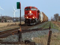 CP 9360 with train 441 approaches the west siding switch at St. Joachim, mile 90.8 on the CP's Windsor Sub.