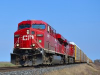 CP 141 led by a pair of CP Gevos, heads westbound towards Windsor