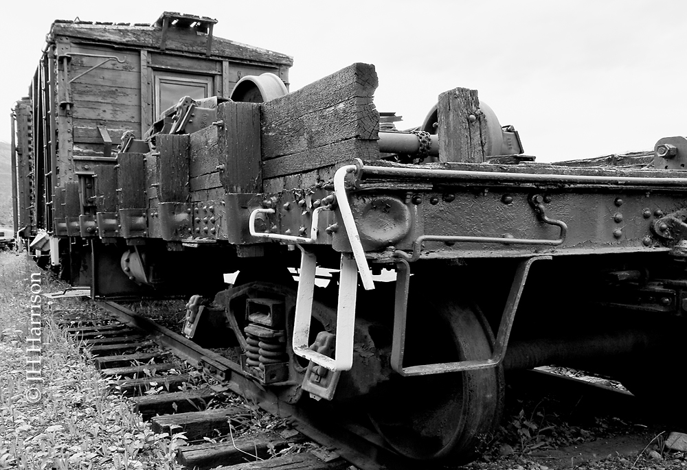 An old flatcar, full of character and steeped in history, gets a well deserved rest at the Revelstoke Railway Museum.
