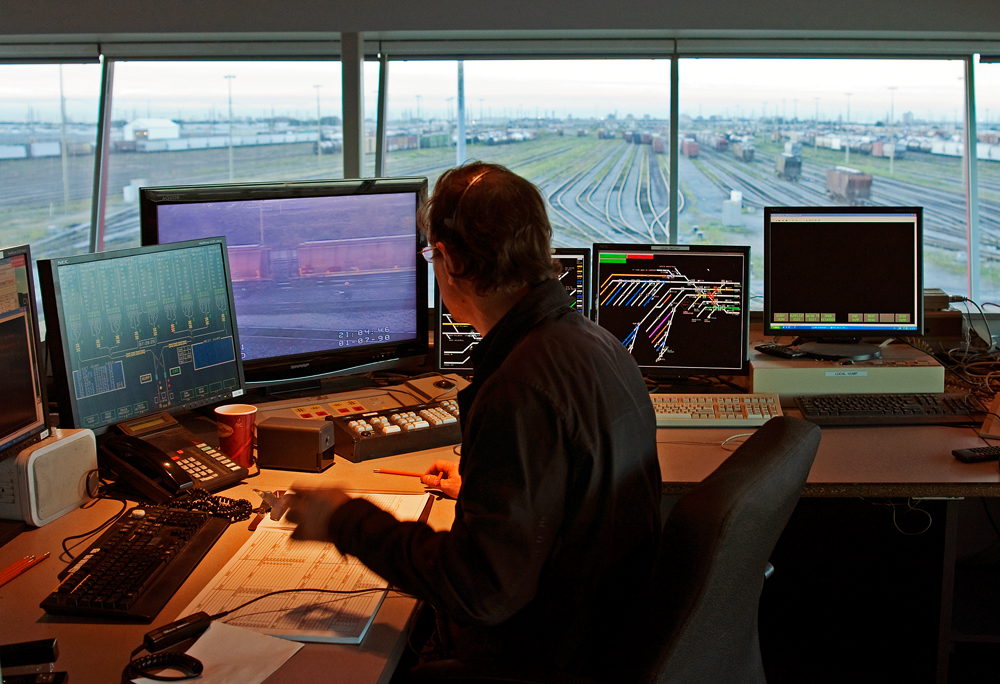 Human aspect of railroading, normally not everyone gets a view from the ivory tower but as you can see from the cost and job cutting, the dual hump yardmaster is the only position with the full responsibility of the entire hump yard. Photo taken on CN property by a CN employee.