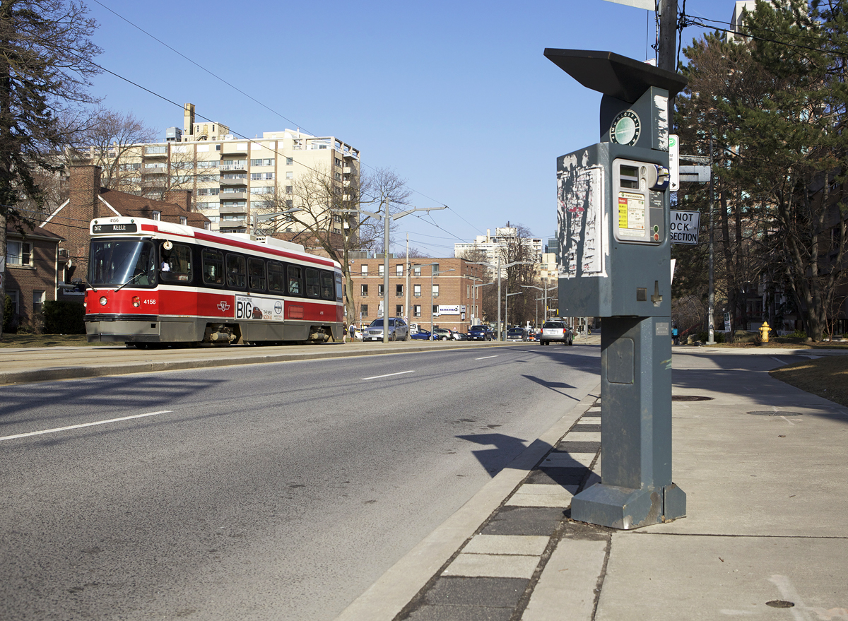 TTC 512 service streetcar westbound on St. Clair ave
