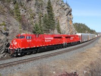 CP train 119-28 with new locomotives 9376 + 9371 (ES44AC) pull through Heron Bay, Ontario