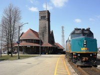 Via 6407 stopped by the Via Station in Brantford Ontario.  Via Train 72 was ontime and loaded its passengers quickly, but left enough time for a couple of shots.