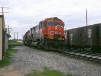 CN 311 rounds the curve before the crossing.