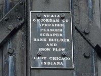 Builder's plate on the CN 51040 a spreader on display in Hillsborough, N.B.