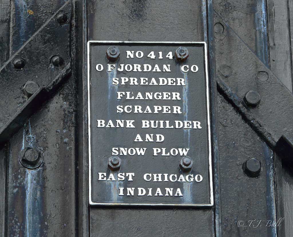 Builder\'s plate on the CN 51040 a spreader on display in Hillsborough, N.B.