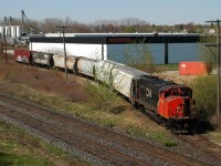 CN 4770 shoving 6 cars uphill to Normerica Inc