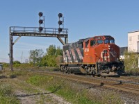 CN 580 running light power through Paris Jct. enroute to Brantford.