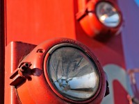 Standing guard, the conductor side ditch light of a London built GP9 awaits to be used to light up the right of way....