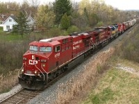CP 255 climbs out of Hamilton with CP 8732, CP 8556, ICE 6428 and CP 6241