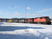 CP 427: CP 9021, CP 6015, DME 6083, ICE 6216, CEFX 2797, CEFX 3164, CP 6048 rolls through Guelph Jct.