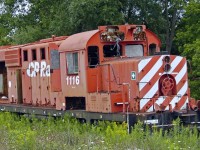 It's last days spent as a parts source, this former CP control cab sits in the weeds next to the OSR shop at Guelph Jct.