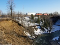 The CP expressway train crosses the Rouge River in early spring 2008.