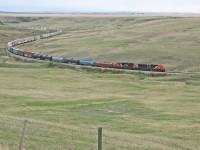 CN 2620 leads train 114 North of Drumheller. This line is no longer in operation in this area. 