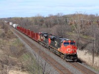 CN 2251 with mixed freight at Beaconsfield